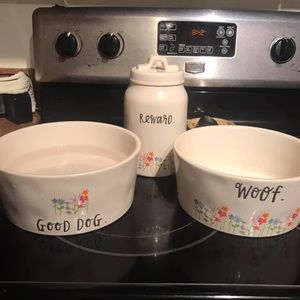 Rae Dunn Dog Bowl and Treat Canister Set